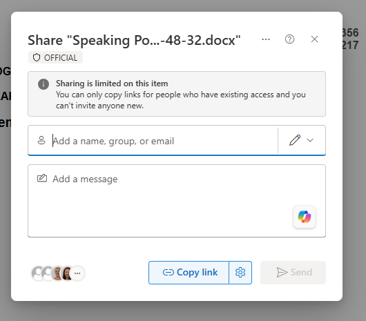 SharePoint sharing is limited message