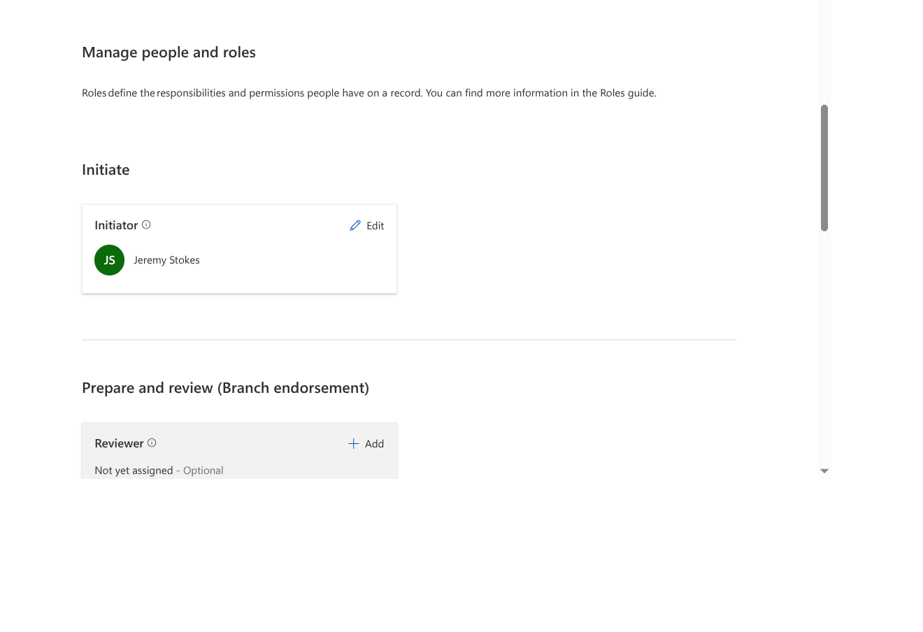 People & Roles tab showing role fields